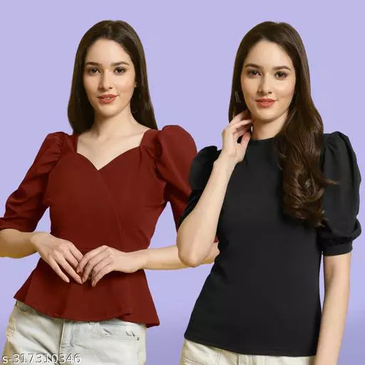 Clasic Casual Fashion Forward Women's Top - Pack of 2