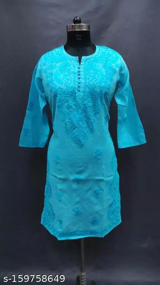 Side Carry Design Aari Cotton Kurti Special Size.