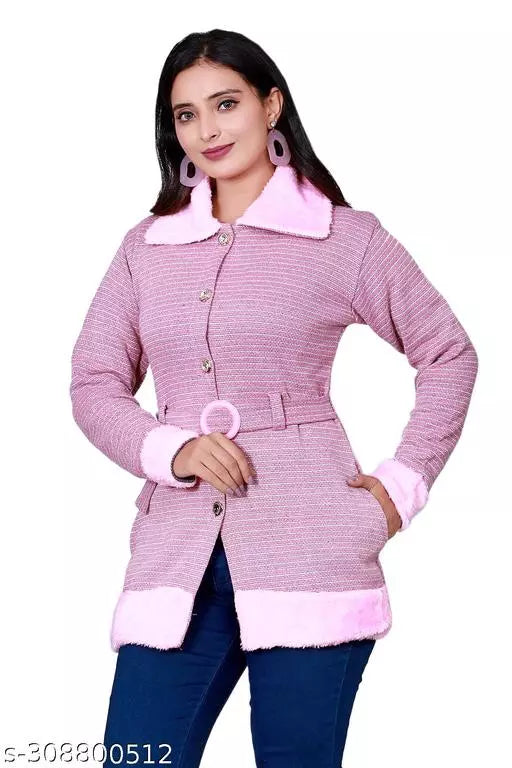 Belt fur coat pink