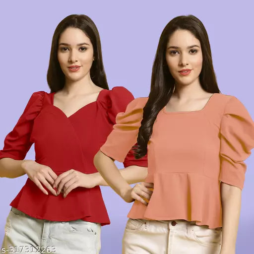 Clasic Casual Fashion Forward Women's Top - Pack of 2