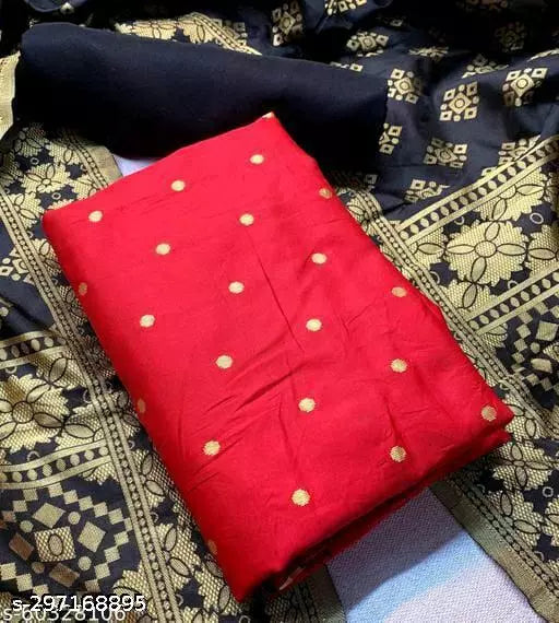 SUIT+BLACK CHOKTHA-BLACK PLAIN-RED BUTTI TOP