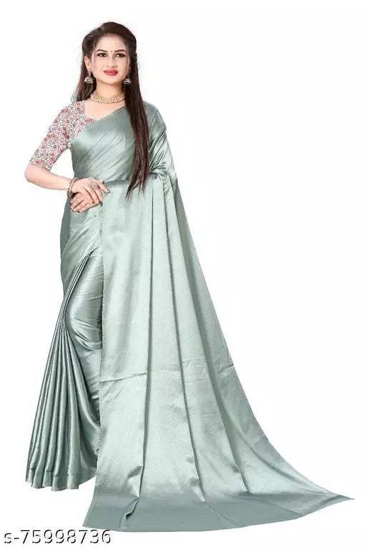 SARTIN SAREE WITH DIGITAL BLOUSE (UNSTITCHED)