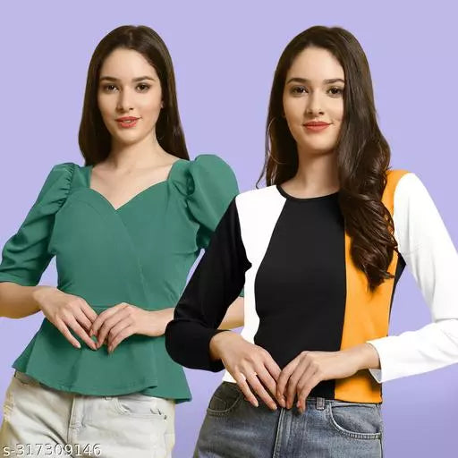 Clasic Casual Fashion Forward Women's Tops - Pack of 2