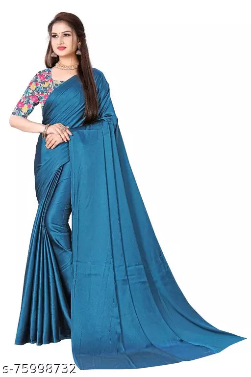 SARTIN SAREE WITH DIGITAL BLOUSE (UNSTITCHED)
