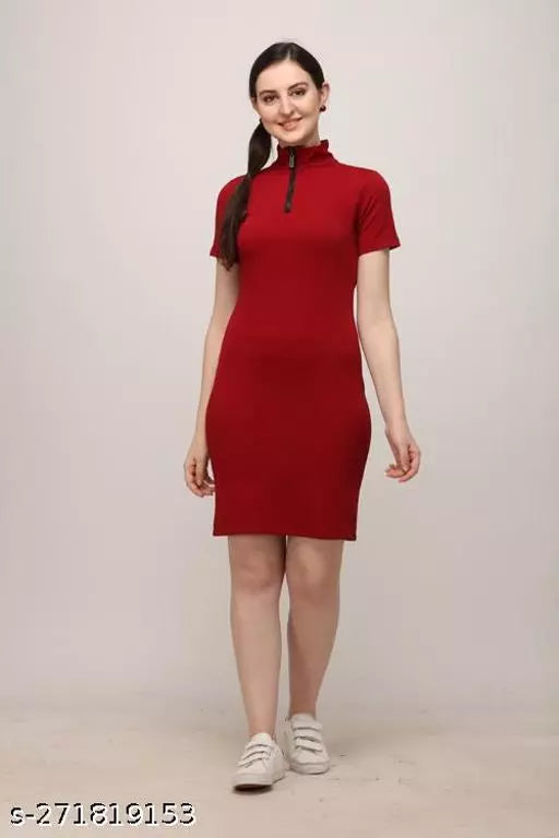 Bodycon Maroon Dresses For Woman