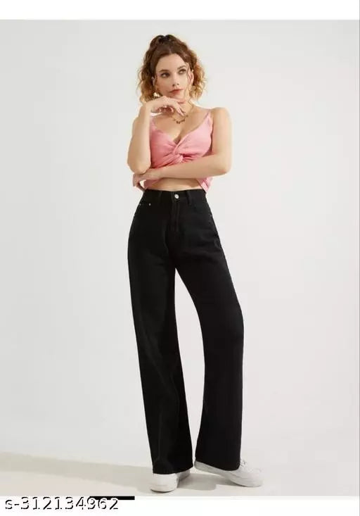 SAANU'S FASHION - STYLISH WIDE LEG DENIM JEANS FOR GIRLS & WOMEN