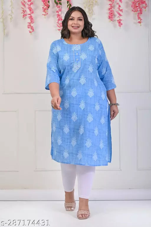 Swasti Plus Size Women Printed  Floral Print Pure Cotton Straight Kurta