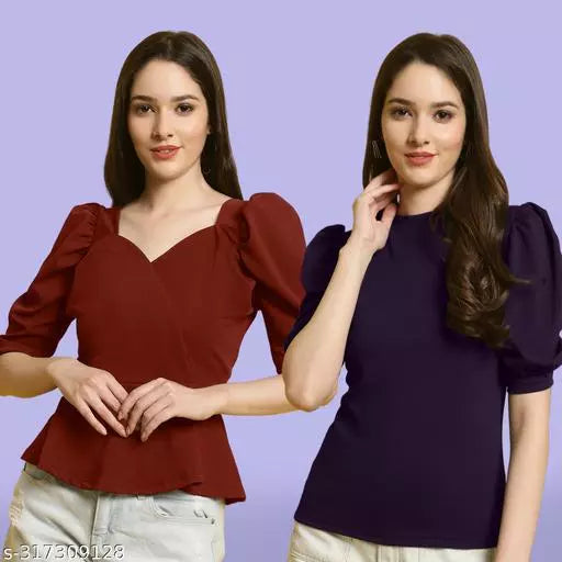 Clasic Casual Fashion Forward Women's Tops - Pack of 2