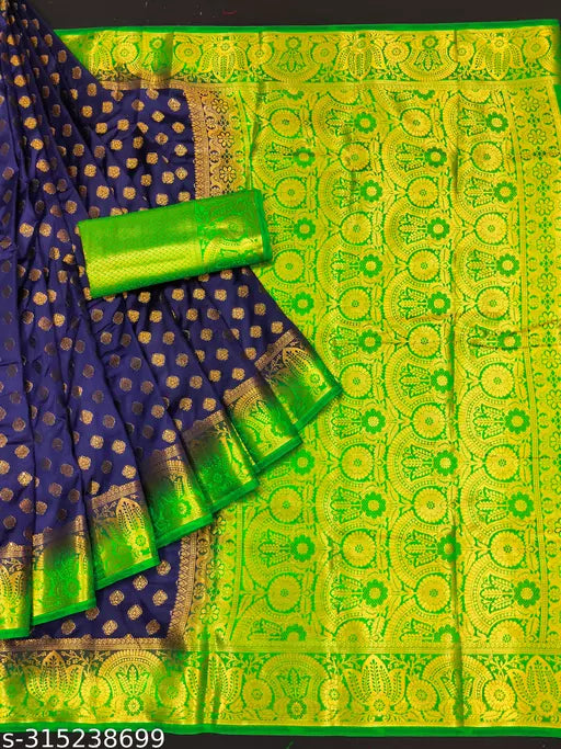 Morpich Fashion  Nylon Banarasi Silk Same Border Saree