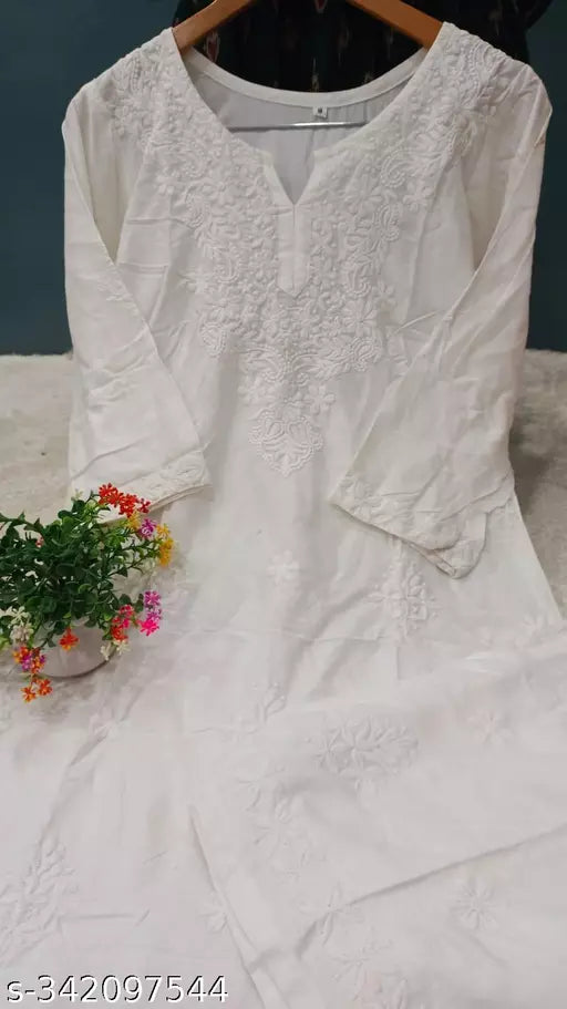 BEST FULL CHIKANKARI WORK KURTI WITH PLAZZO