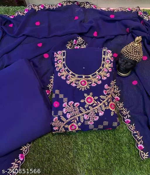 New Fancy Georgette Top Trending Suit Party Wear Unstiched Salwar Suit And Dress Materials