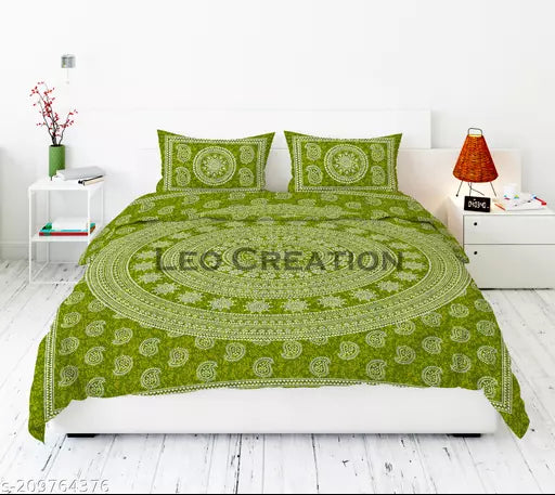 Jaipuri Pure Cotton Double Queen Bedsheet With 2 Pillow Covers
