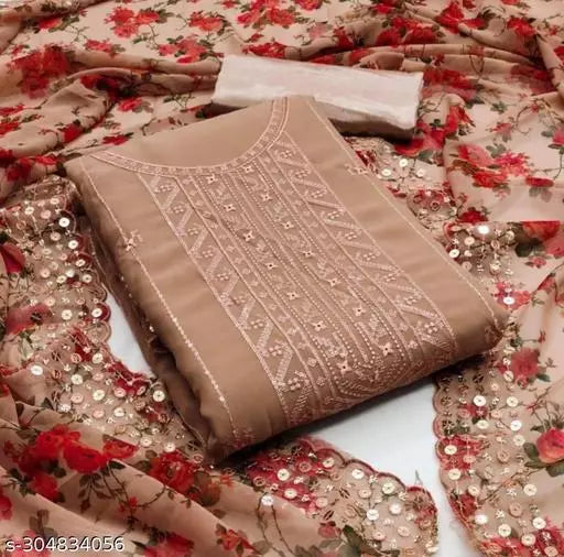 Banita Sensational salwar suit Georgette Multiwork Suits Sequence Embroidered Party Wear Best Of Salwar Suits & dress Materials Brown Colours