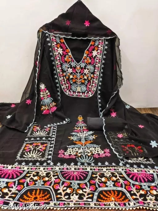 Aagyegi Sensational Salwar suits & Dress Materials Georgette Fancy Heavy Double Thread Embroidered Work womens Suits like party wear And upcoming Festival Wear Salwar Suits