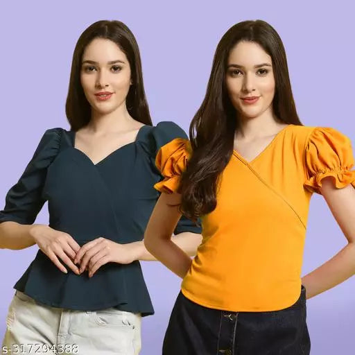 Clasic Casual Fashion Forward Women's Tops - Pack of 2