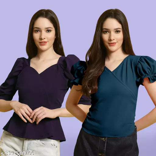 Clasic Casual Fashion Forward Women's Top - Pack of 2
