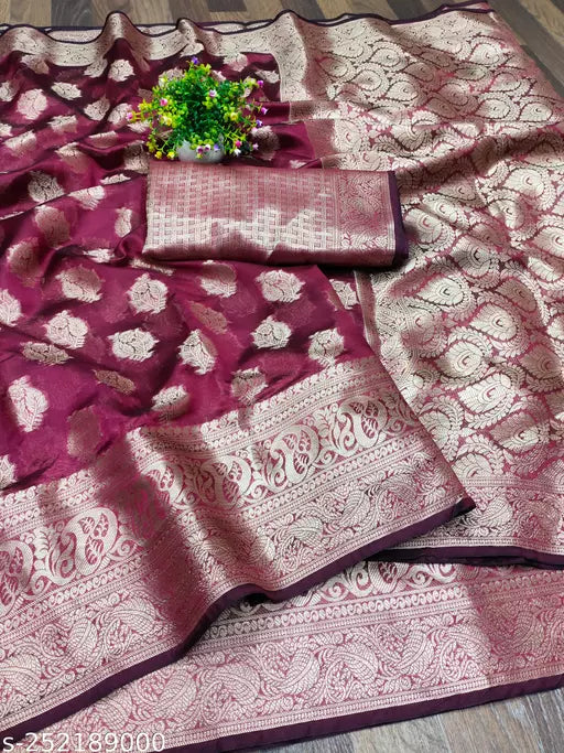 Morpich Fashion Top Dyed Organza Silk Saree