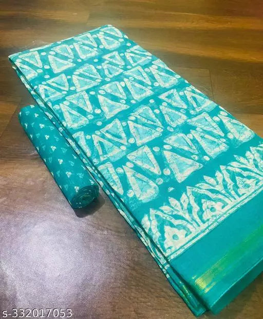 TRIO PRINTED COTTON BLENDED SAREE