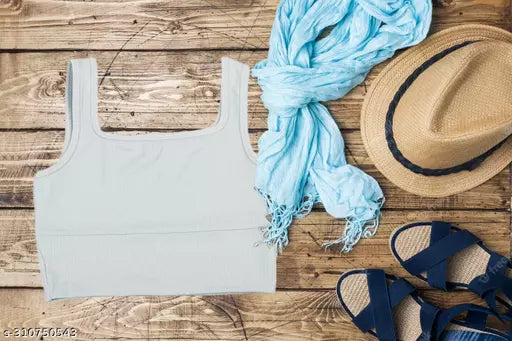 Women's Solid Cotton Rib Knit Crop Tank Top