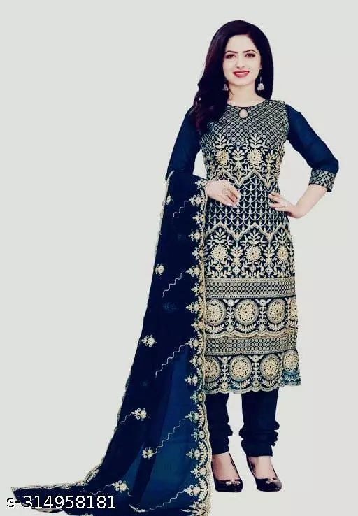 Women's Patiala Full Work Party Wear Unstiched Double Sequence Embroidered Work Plus Double Layer Multiwork Sequence Work Georgette Salwar Suit & Dress Materials