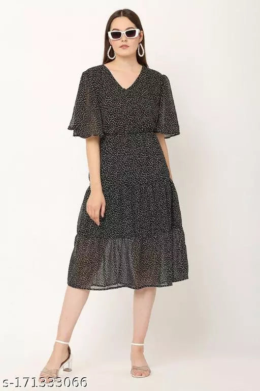 BPT Designer Printed Georgette Dress For Womens