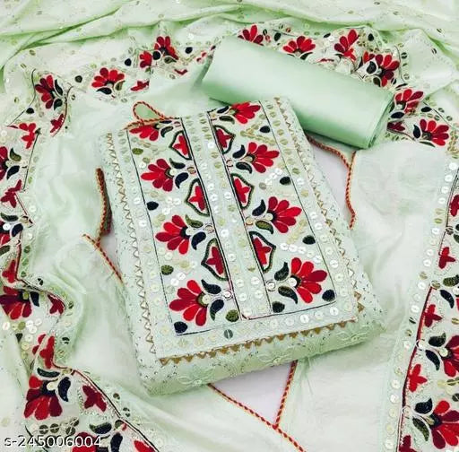 New Arrivals Party Wear Fancy Womens Chanderi Cotton Unstiched Salwar Suit And Dress Materials