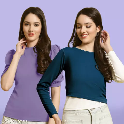 Clasic Casual Fashion Forward Women's Top - Pack of 2