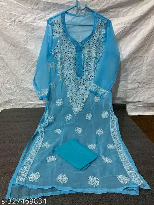MIRROR WORK CHIKANKARI KURTI WITH INNER