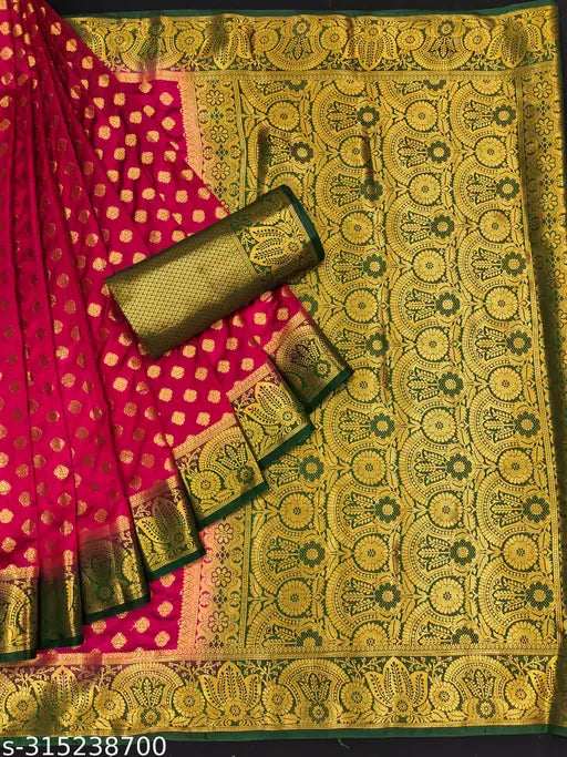 Morpich Fashion  Nylon Banarasi Silk Same Border Saree