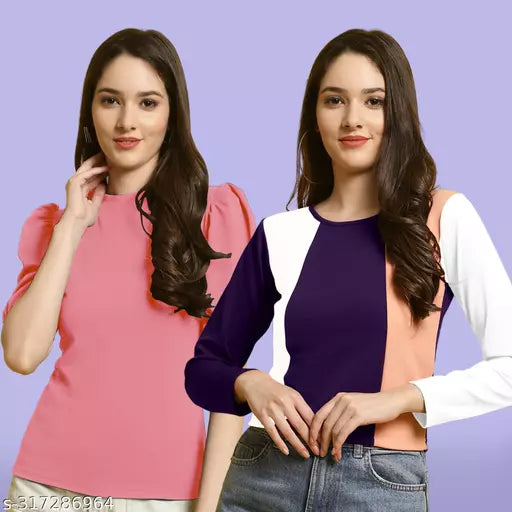 Clasic Casual Fashion Forward Women's Top - Pack of 2