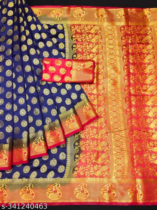 Morpich Fashion   Nylon Banarasi Silk Same Border Saree
