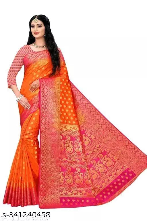Morpich Fashion   Nylon Banarasi Silk Same Border Saree