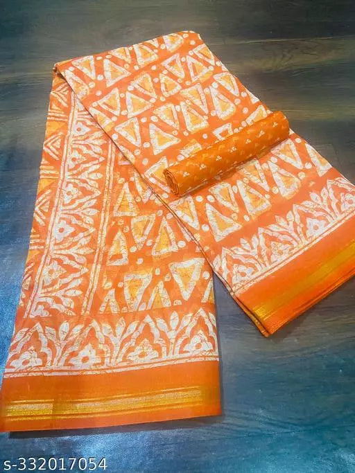 TRIO PRINTED COTTON BLENDED SAREE