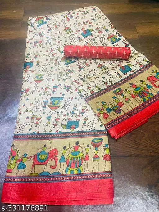 WARLI PRINT KHAADI SILK BLENDED SAREE