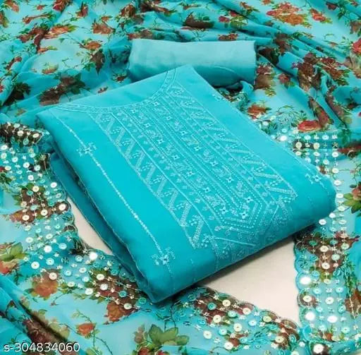 Banita Sensational salwar suit Georgette Multiwork Suits Sequence Embroidered Party Wear Best Of Salwar Suits & dress Materials sky blue Colours