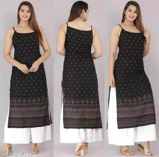 Women's Floral Printed Straight Fit Sleeveless Kurti/Kurta/Straight Kurti  For Women/Girls/Stylish Women Kurti