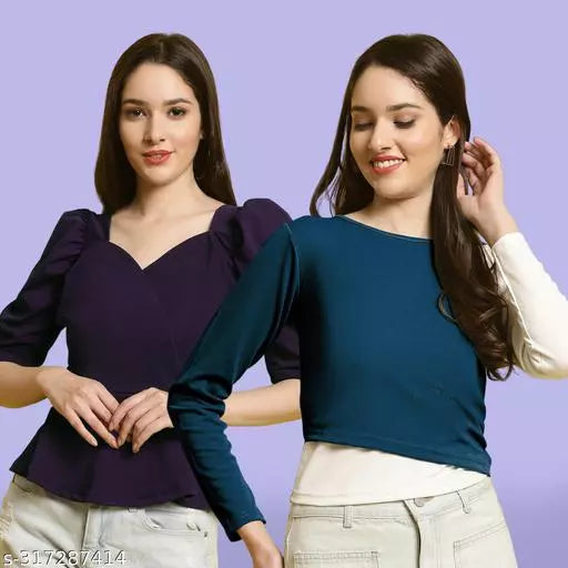 Clasic Casual Fashion Forward Women's Top - Pack of 2