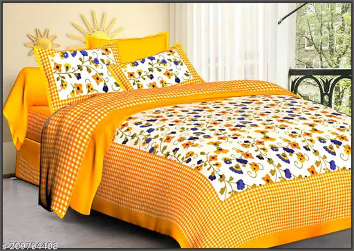 Jaipuri Pure Cotton Double Queen Bedsheet With 2 Pillow Covers