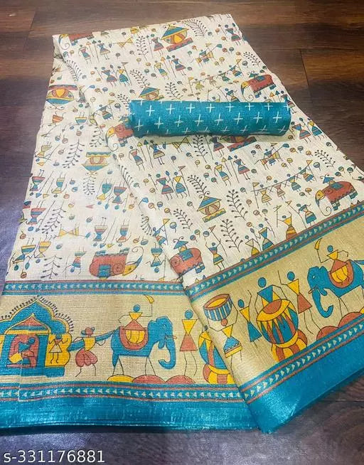 WARLI PRINT KHAADI SILK BLENDED SAREE