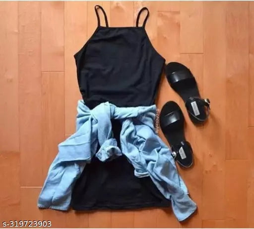 Denim jacket+ sando dresss combo