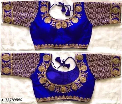 Mangalam work designer silk blouse with gold zari embroidered butti by  vaidik