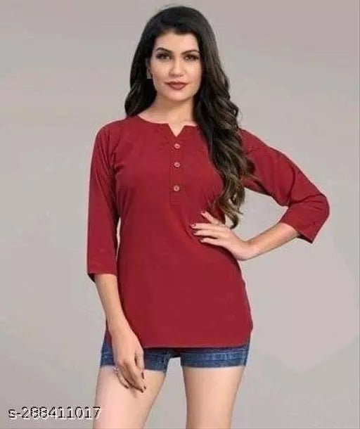 Womens Crepe solid top  partywear top  trendy top  crepe top