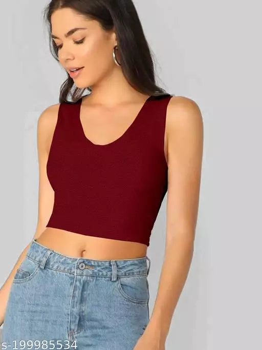 Maroon Crop Top For Woman