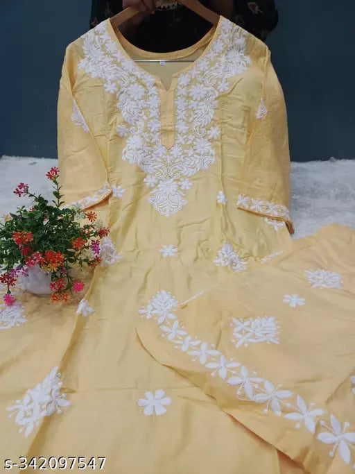 BEST FULL CHIKANKARI WORK KURTI WITH PLAZZO