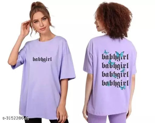 Women's Latest stylish Design Printed Oversize T-shirts Round neck Loose Fit casual T-shirts