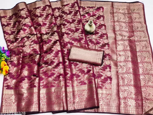 Morpich Fashion Top Dyed Organza Silk Saree