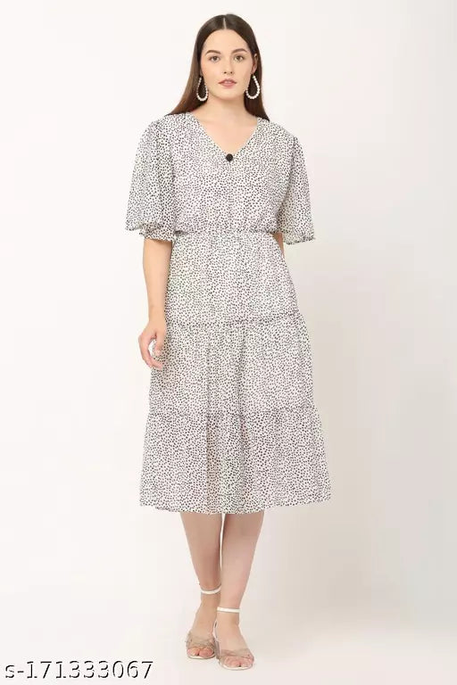 BPT Designer Printed Georgette Dress For Womens