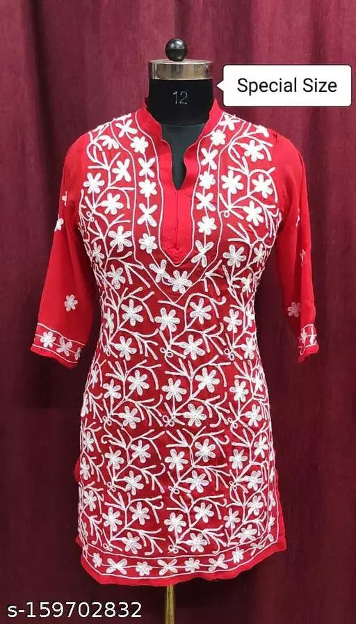 Aari Georgette Front Jaal Medium Length.