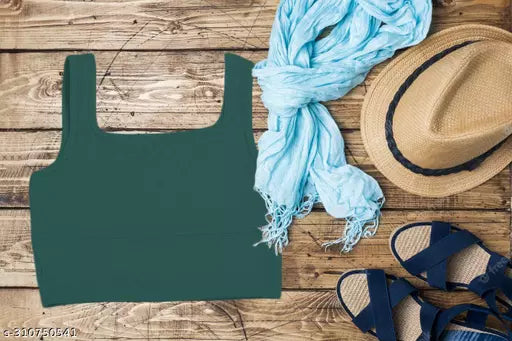Women's Solid Cotton Rib Knit Crop Tank Top