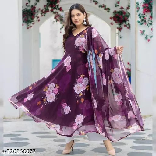 WOMEN ORGHANZA GOWN WITH DUPTTA